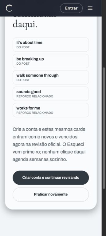 Céu Canto practice completion screen
